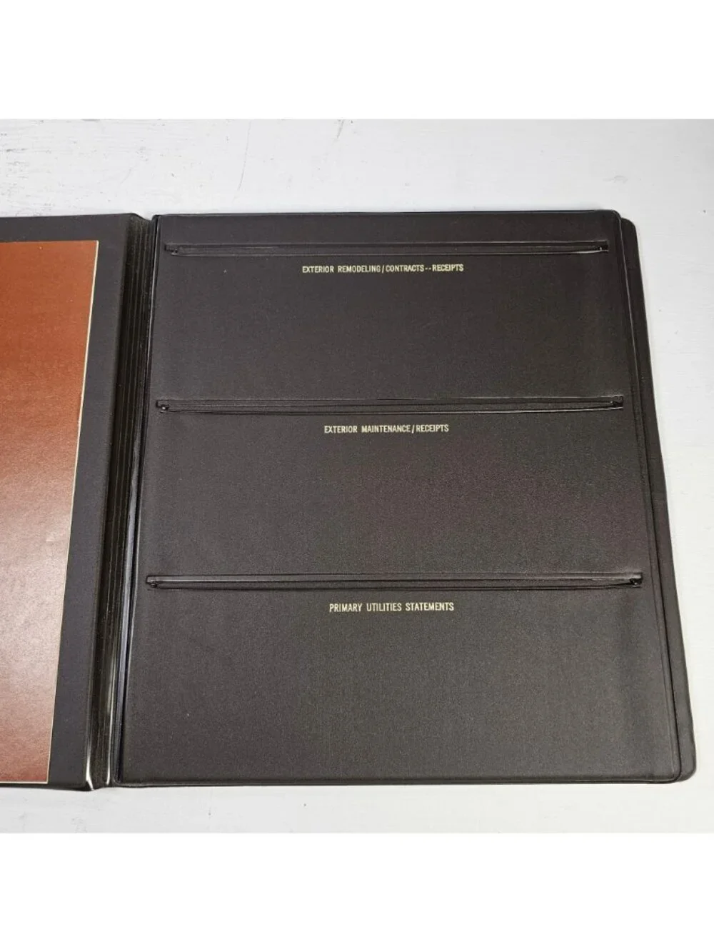 Vintage Home Diary Brown Faux Leather Document Binder with Log Book 11x12